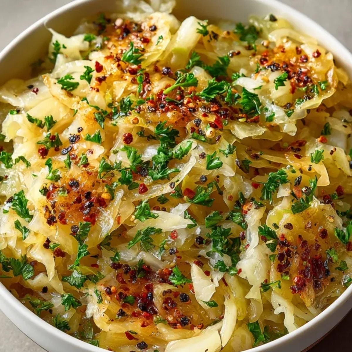 Knusprige, goldbraune Sauerkraut Fast auf einer Servierplatte, fertig zum Genießen mit Wurst!