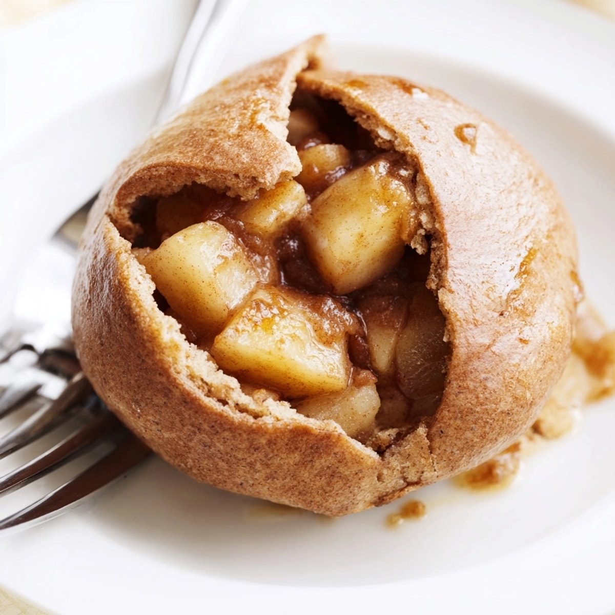 Saftige Rustic Rye & Apple Dumplings, dampfend aus dem Ofen, ein süßer Herbstgenuss.