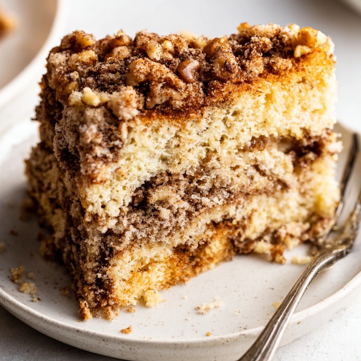 Saftiger Cinnamon Streusel Coffee Cake mit knusprigen Zimtstreuseln, perfekt zum Frühstück.