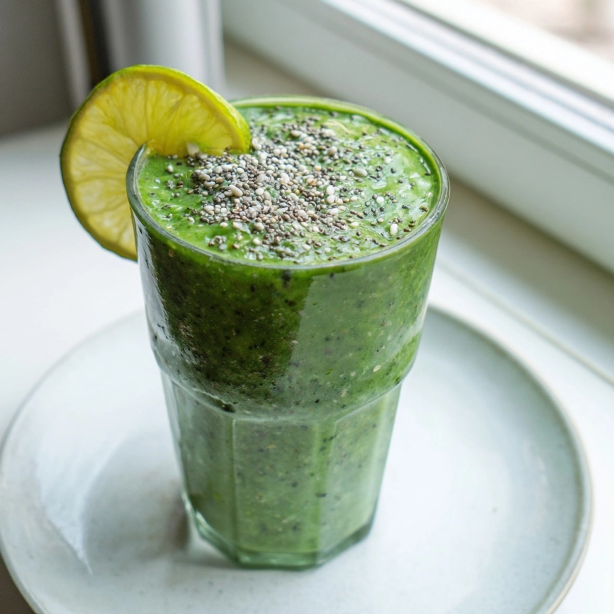 Ein erfrischender Spirulina- und Aloe Vera Grün Detox Smoothie, voller Geschmack und Nährstoffe.