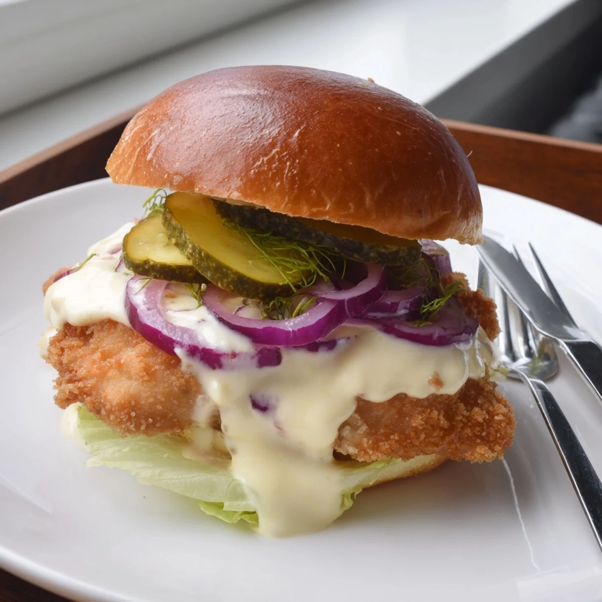Delicious Oktoberfest Cream Soda Schnitzel Sliders piled high on brioche buns.  