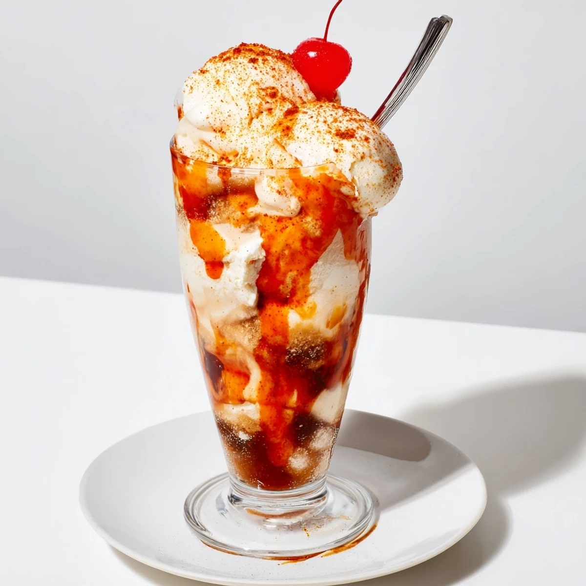 Ziemlich witziger Sprudel mit Currywurst, cremigem Vanilleeis und sprudelndem Cola.