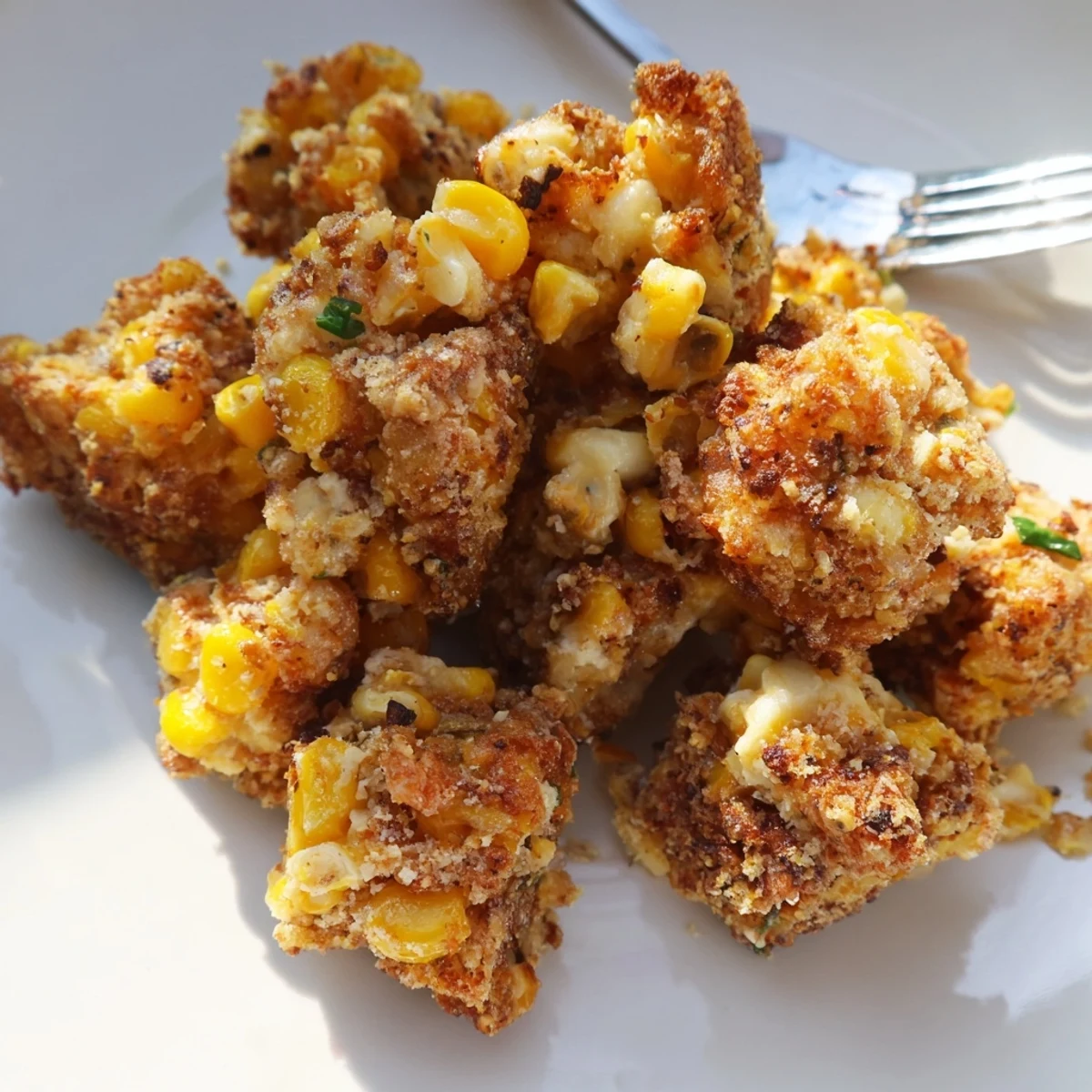 Savory and crunchy Smoky Pretzel Cheddar Corn Nuggets ideal for memorable parties.