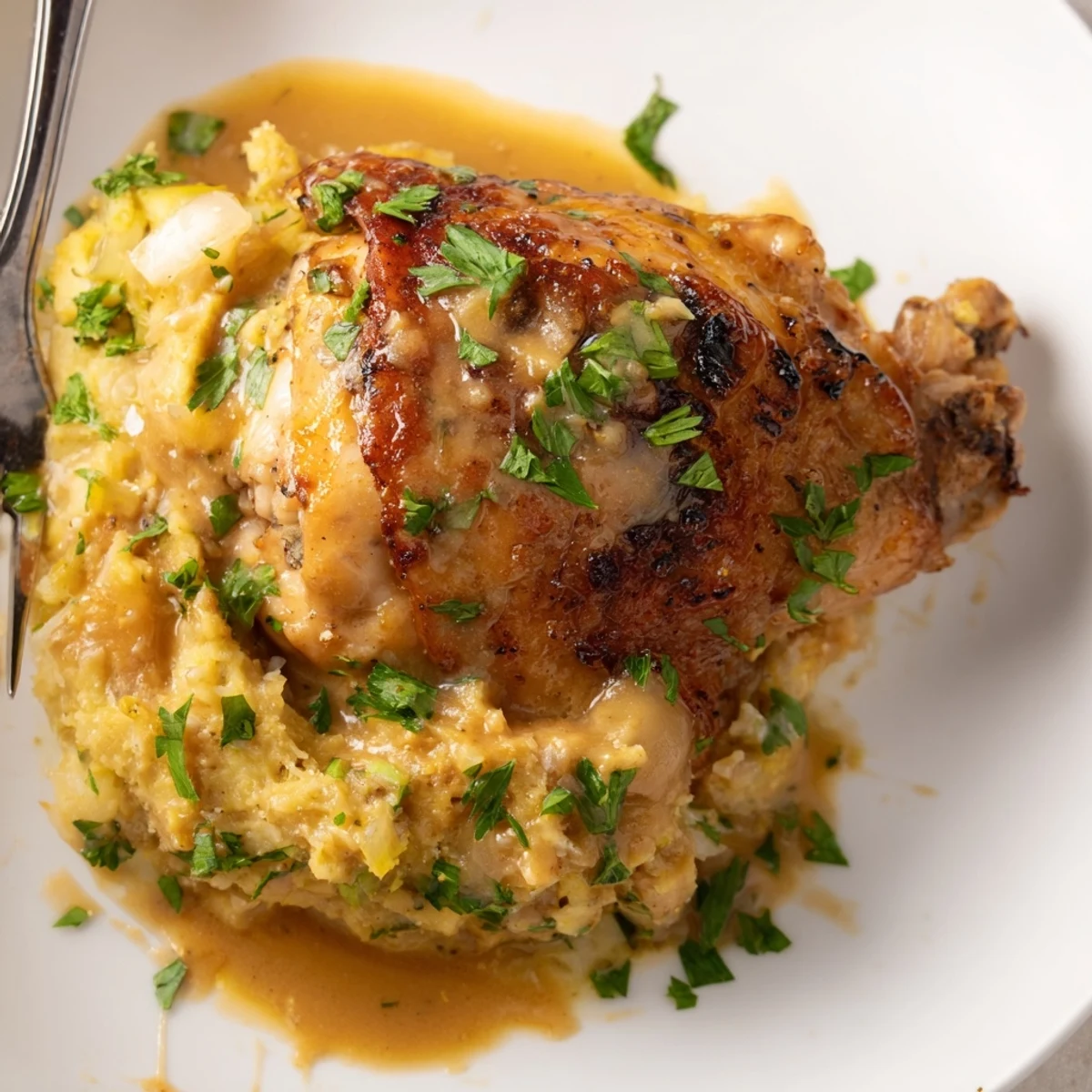 Zartes Hähnchen mit cremigem Senf-Püree, inspiriert von Oktoberfest-Aromen.