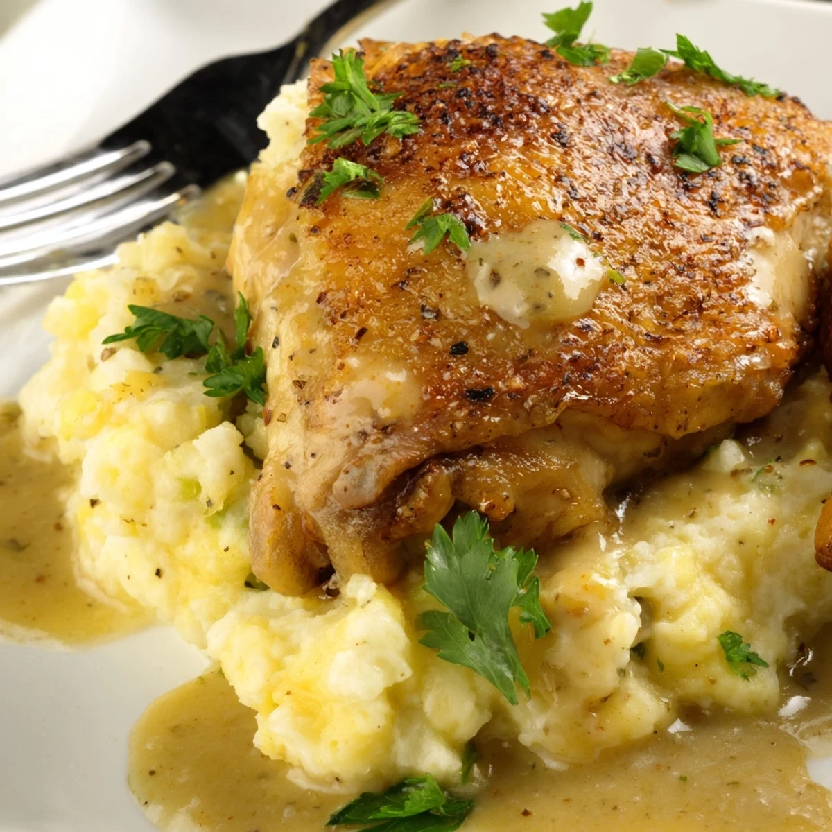 Bayerisches Hähnchen und Senf-Mash, perfekt für herbstliche Festtagsessen.