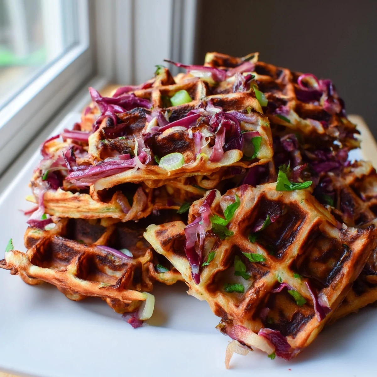 Knusprige Rotkohl Waffeln