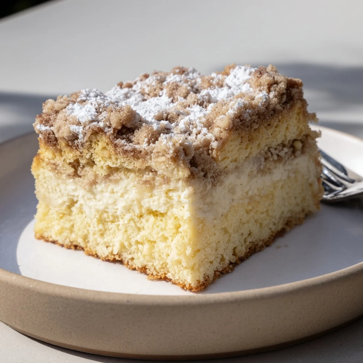 Saftiger deutscher Streuselkuchen mit zarter Hefeunterlage und aromatischen Zimtkrümeln.  