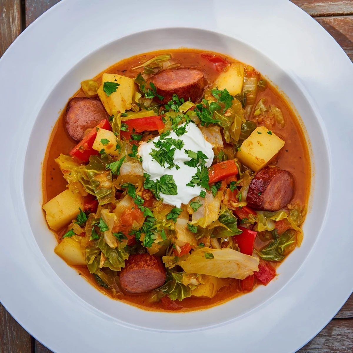 Wurst und Kohl Gulasch