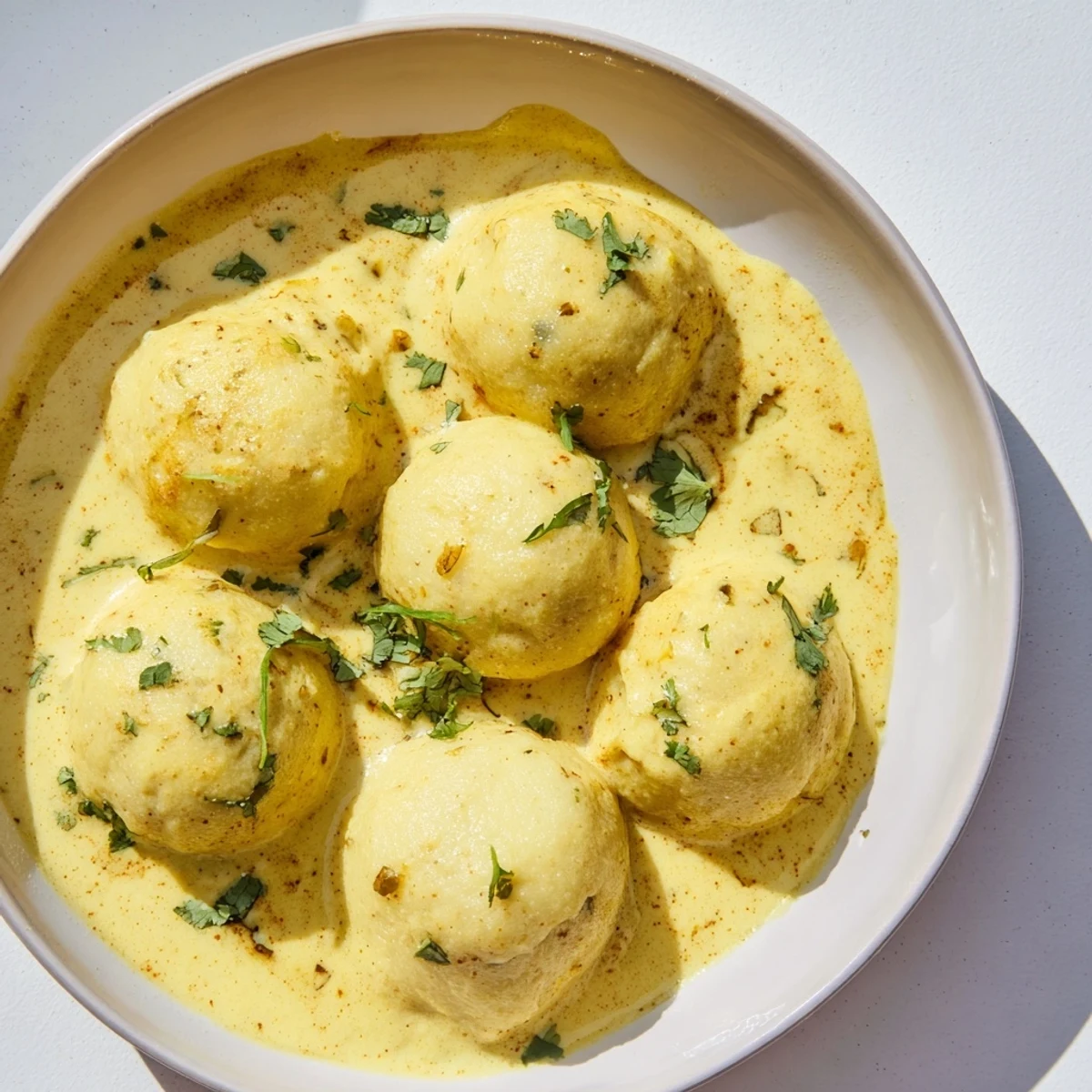 Fluffige Kartoffelknödel Curry
