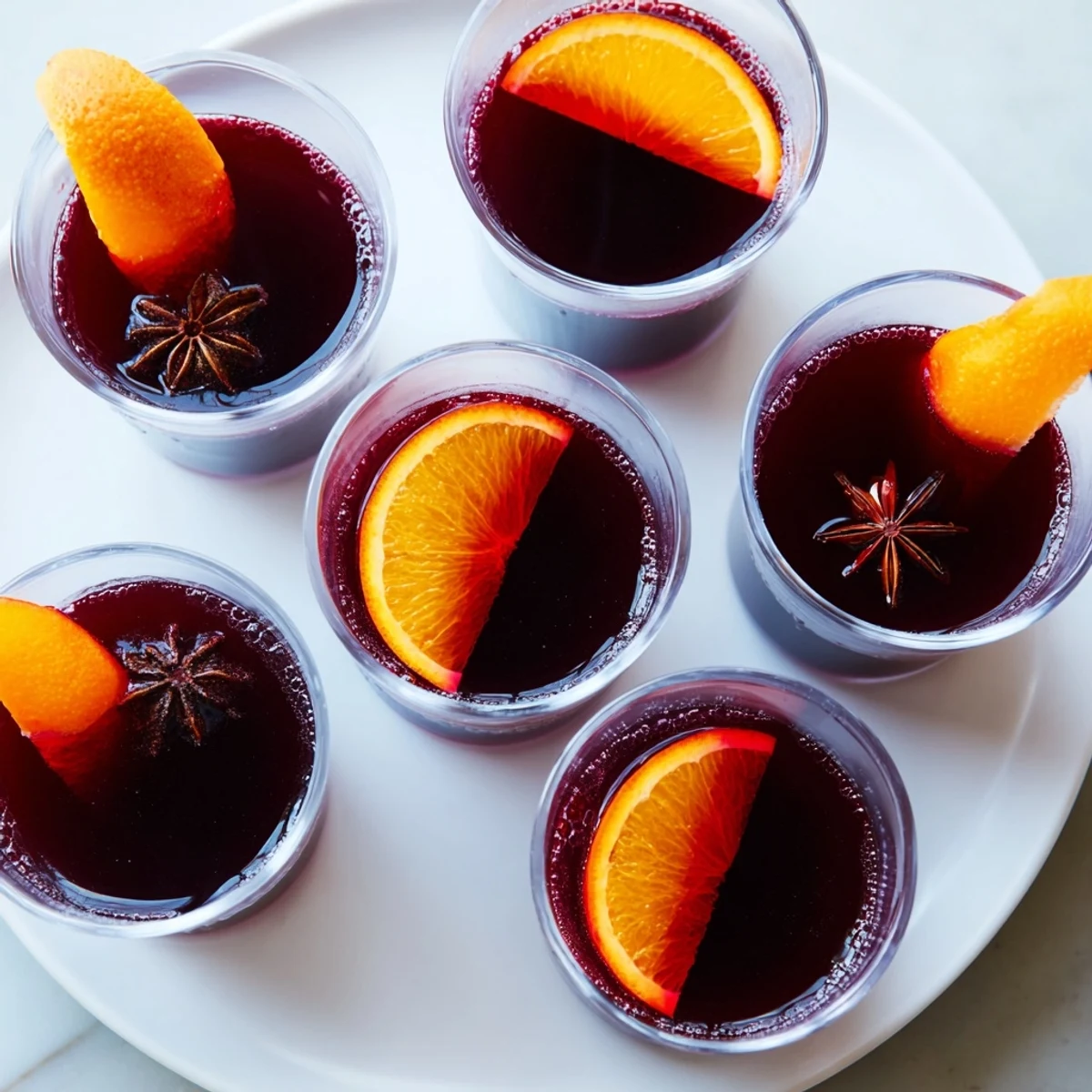 Steaming 5-Minute Express Glühwein shots, their cozy aroma of cinnamon and cloves inviting, ready to serve warm.