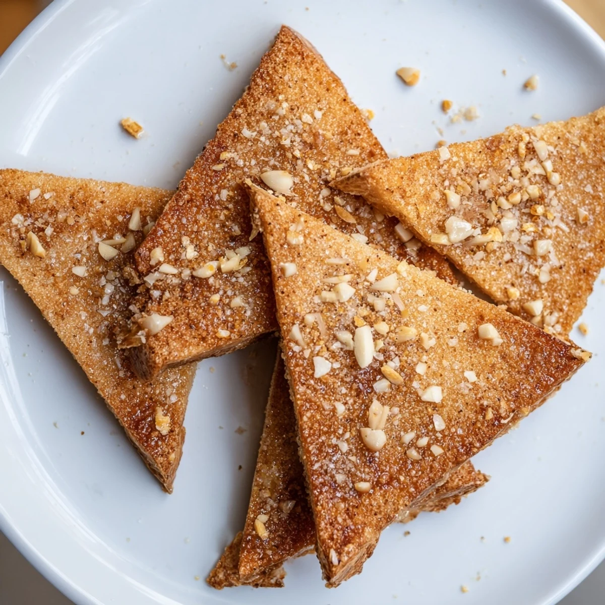 Golden-brown Quick Weihbrot Chips, perfectly spiced and ready to be served, a snack.