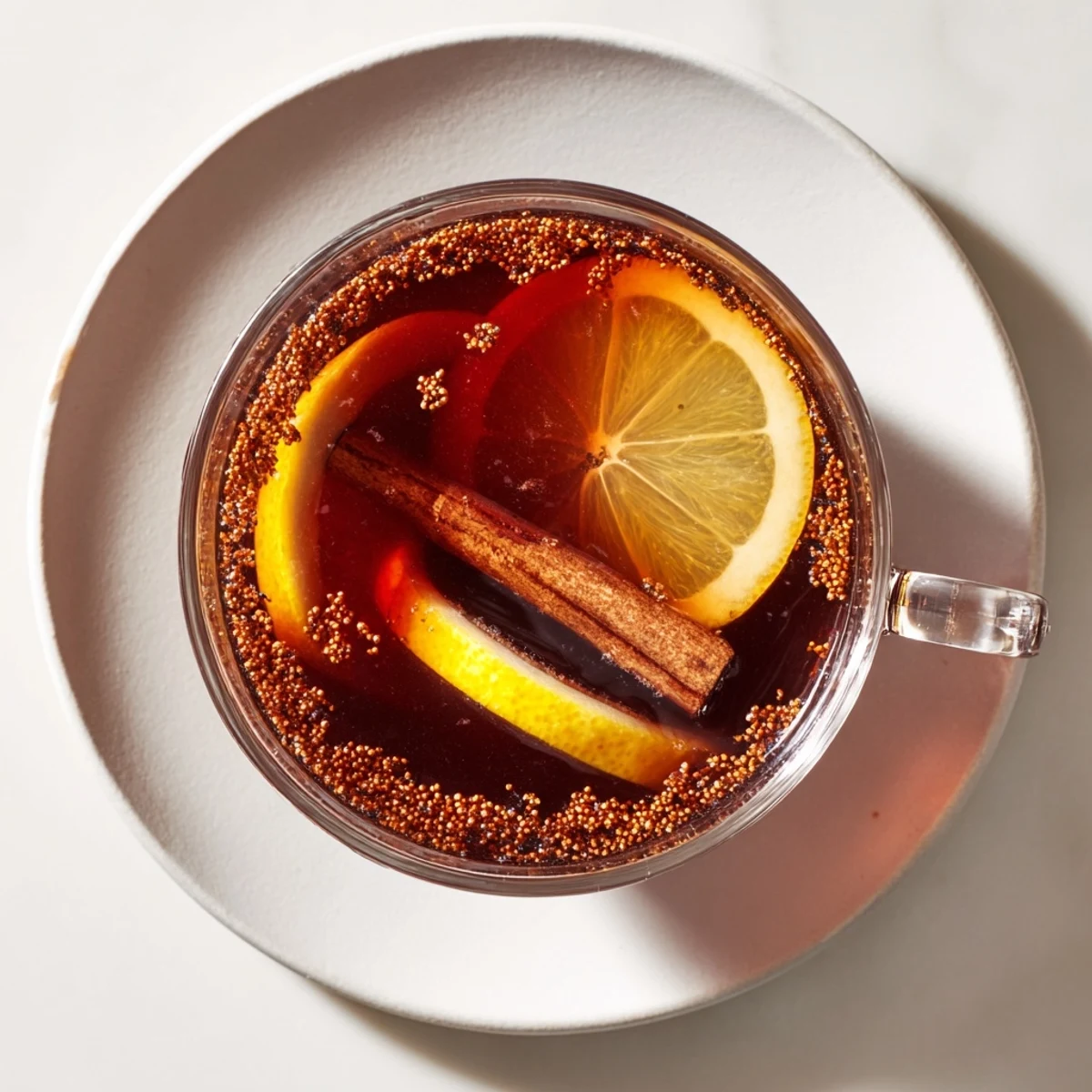 Festive Express Punsch Concentrate, simmering in a pot with orange slices and spices for Christmas punch.