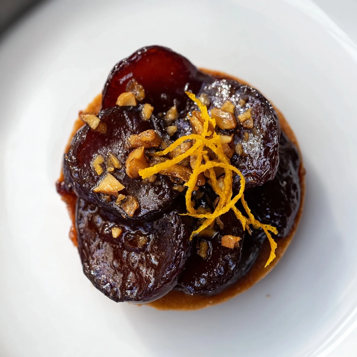Warm, spiced Express Prune Compote Tartlets ready to serve, a truly decadent dessert.