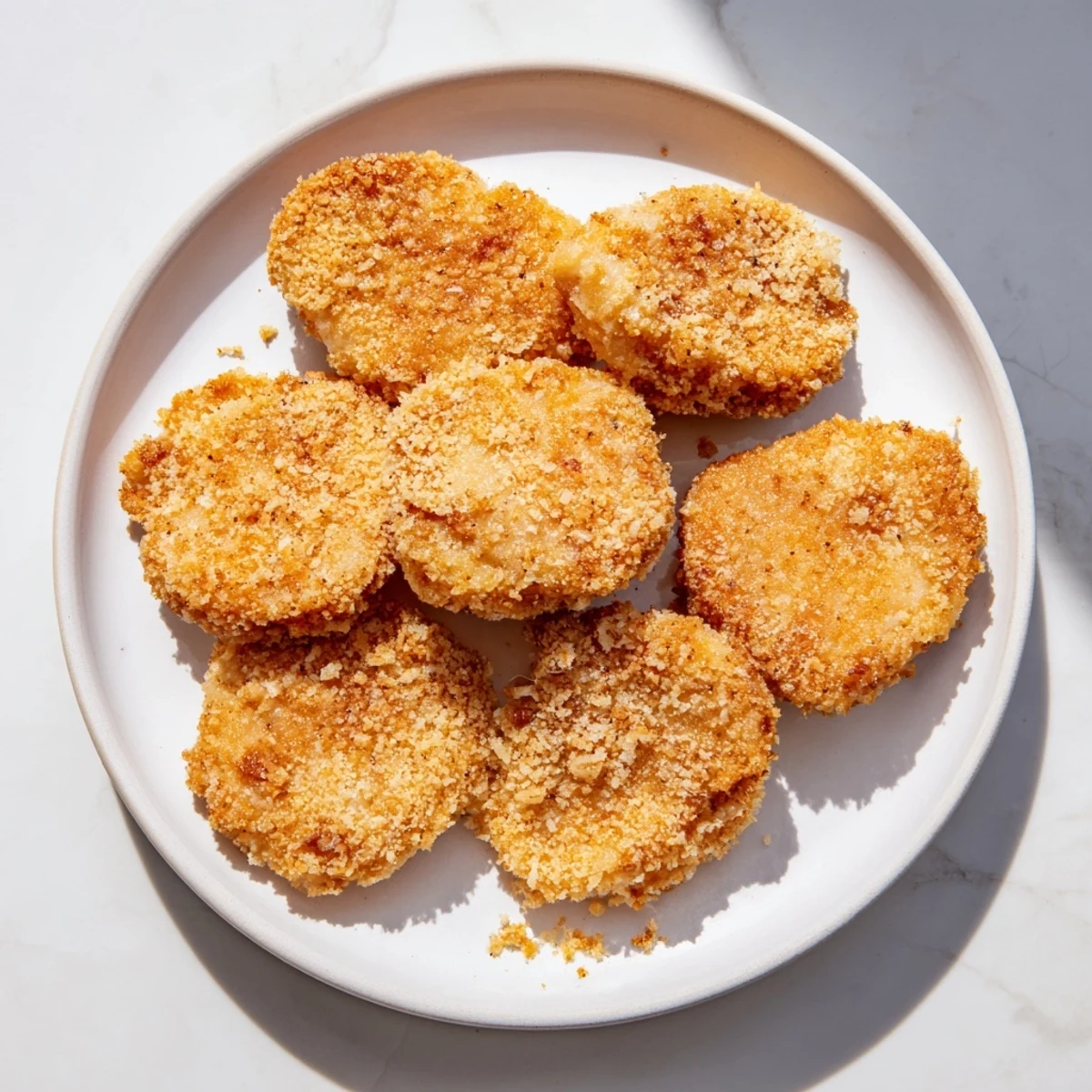Golden-brown Air Fryer Schnitzel mini cutlets, offering a crispy exterior and tender, juicy inside, ready to eat.