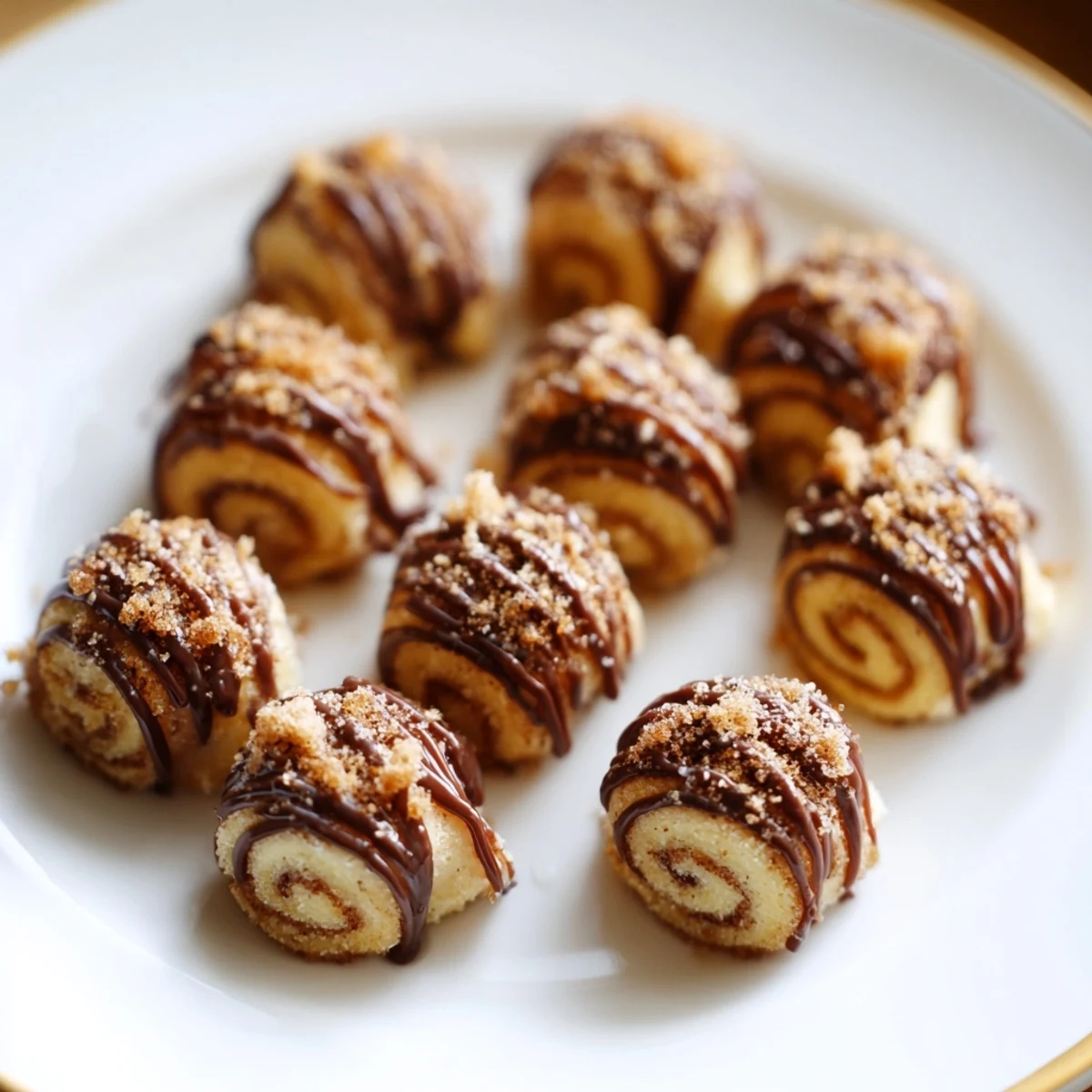 ZimtschneckenBites: fluffy, golden-baked cinnamon roll bites topped with sweet vanilla glaze, ready to eat.