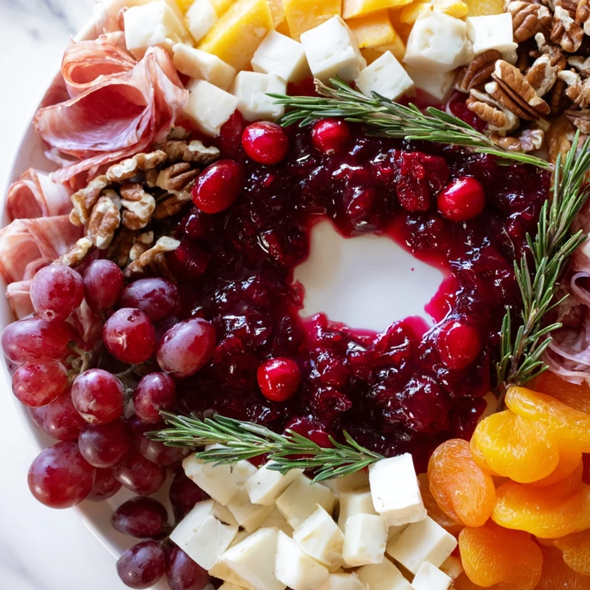 A beautiful cranberry wreath platter ready to serve guests.