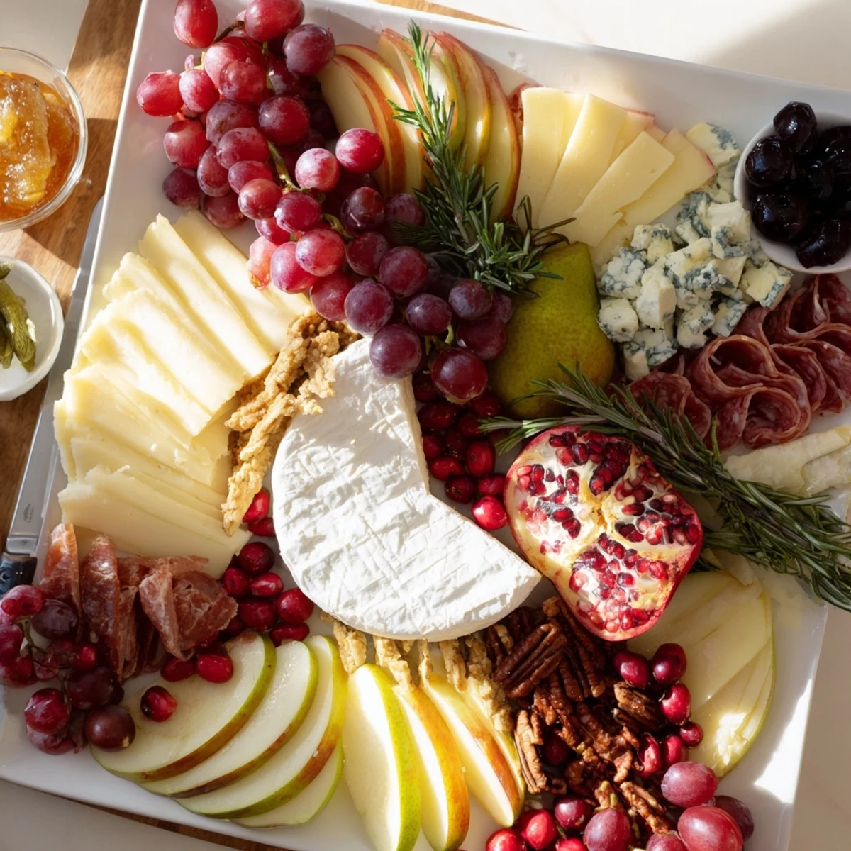 Guests will love the delicious variety of this vibrant Jingle Bell Cheese Board appetizer.