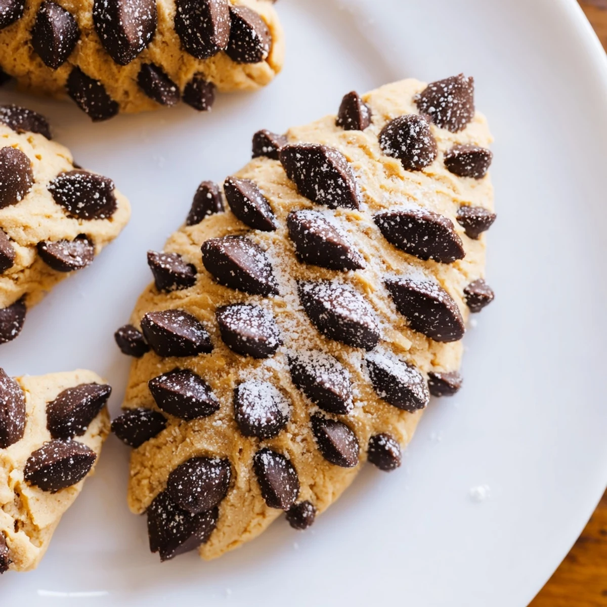 Freshly baked Pinecone Shaped Peanut Butter Cookies, beautifully shaped and ready to be enjoyed with holiday cheer.