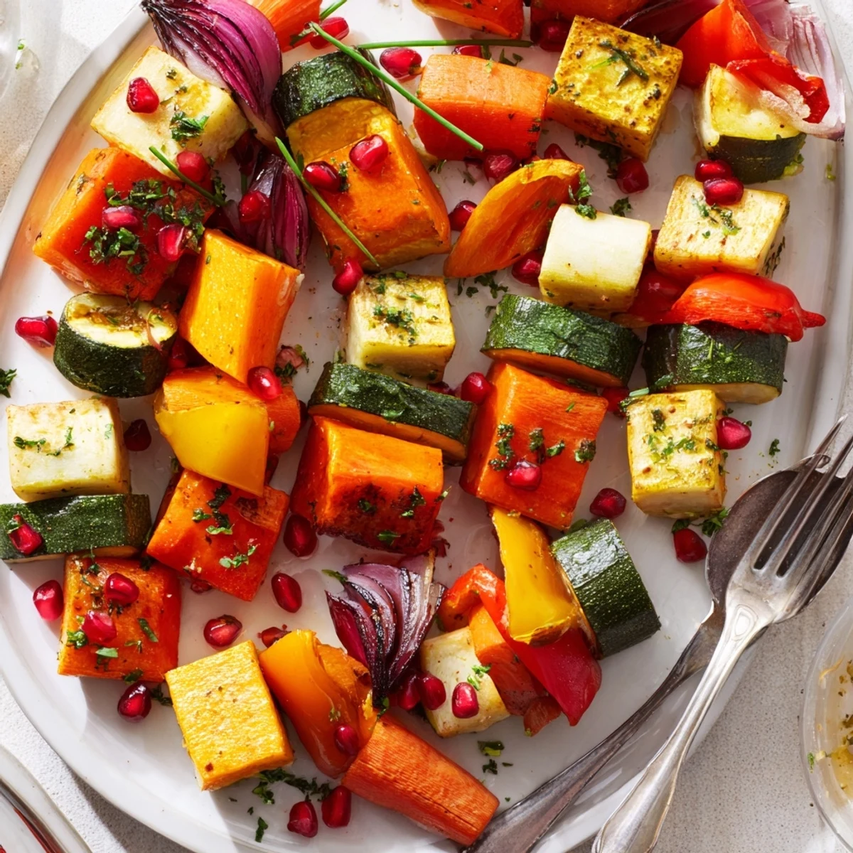 Festive Christmas Present Veggie Crates: colorful roasted vegetables shaped like holiday gift boxes.