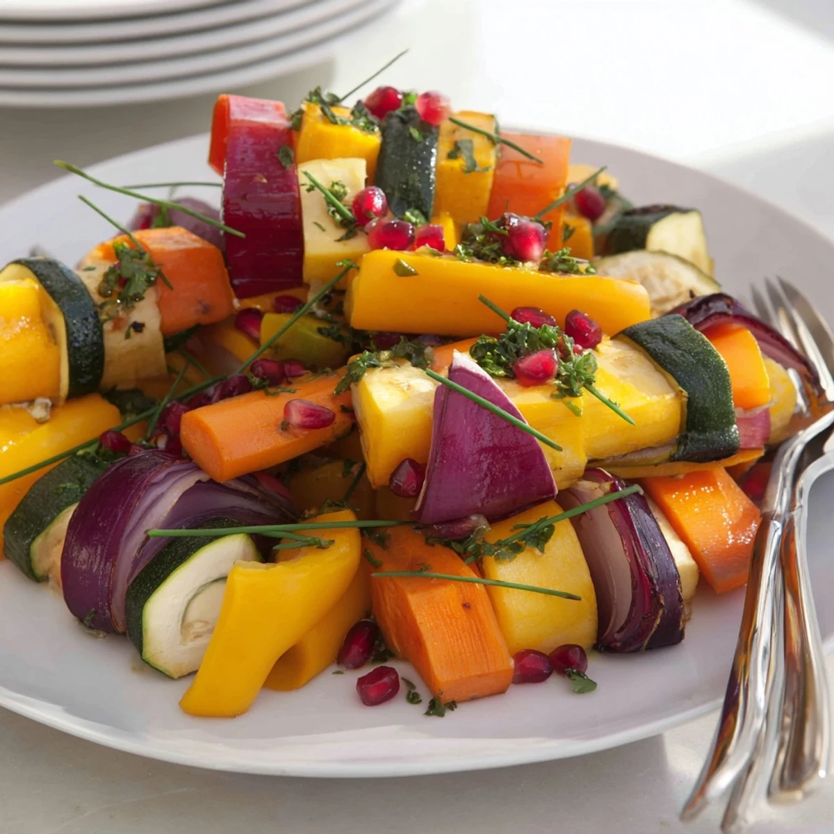 Delicious and healthy Christmas Present Veggie Crates: roasted veggie "gifts" with herb ribbons for everyone.