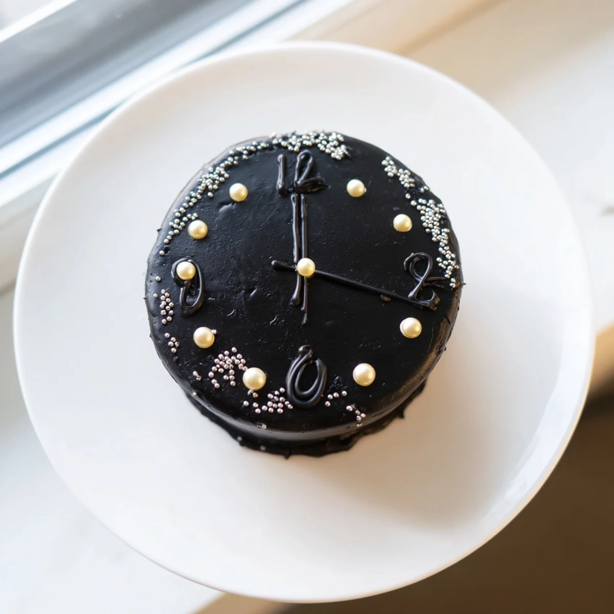 Close-up of vibrant Countdown Clock Mini Desserts; golden sprinkles and edible pearls add shimmer.