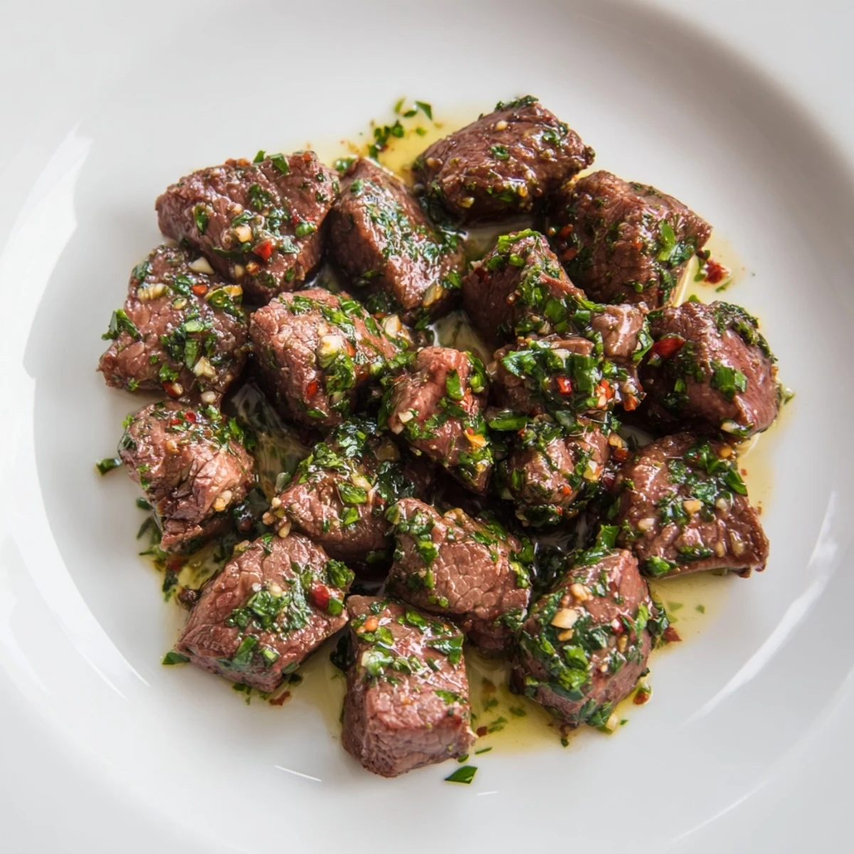 Sizzling Garlic Butter Steak Bites, perfectly browned and glistening in a rich garlic butter sauce.