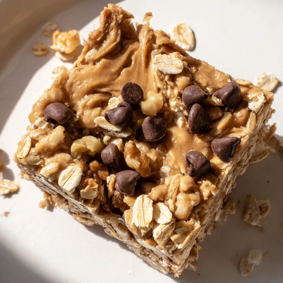 Here are the three ALT texts for the recipe "Peanut Butter Banana Oat Bars – No-Bake Energy Snack":