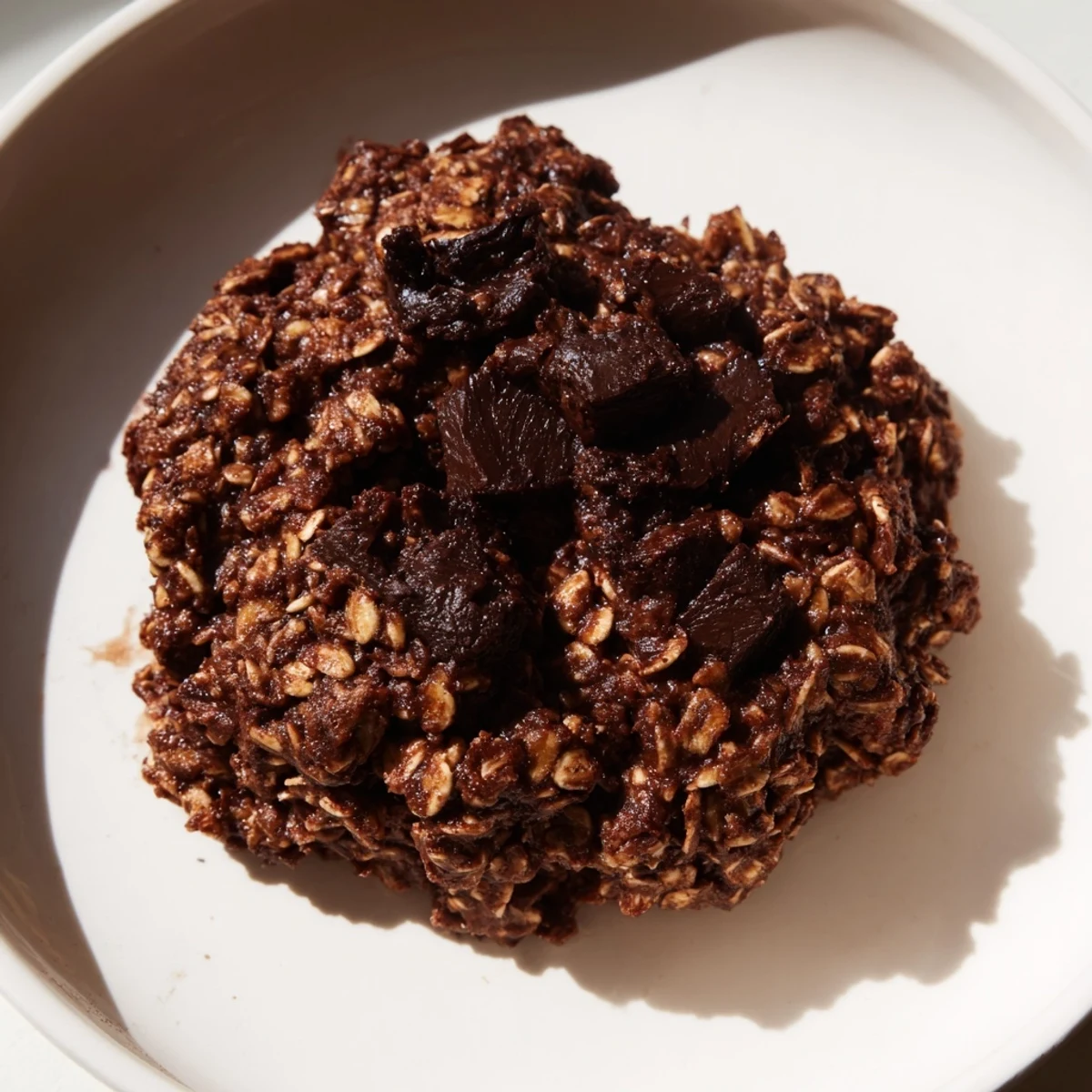*   Golden-brown chocolate oatmeal breakfast cookies on a baking sheet, ready for a comforting breakfast or snack.