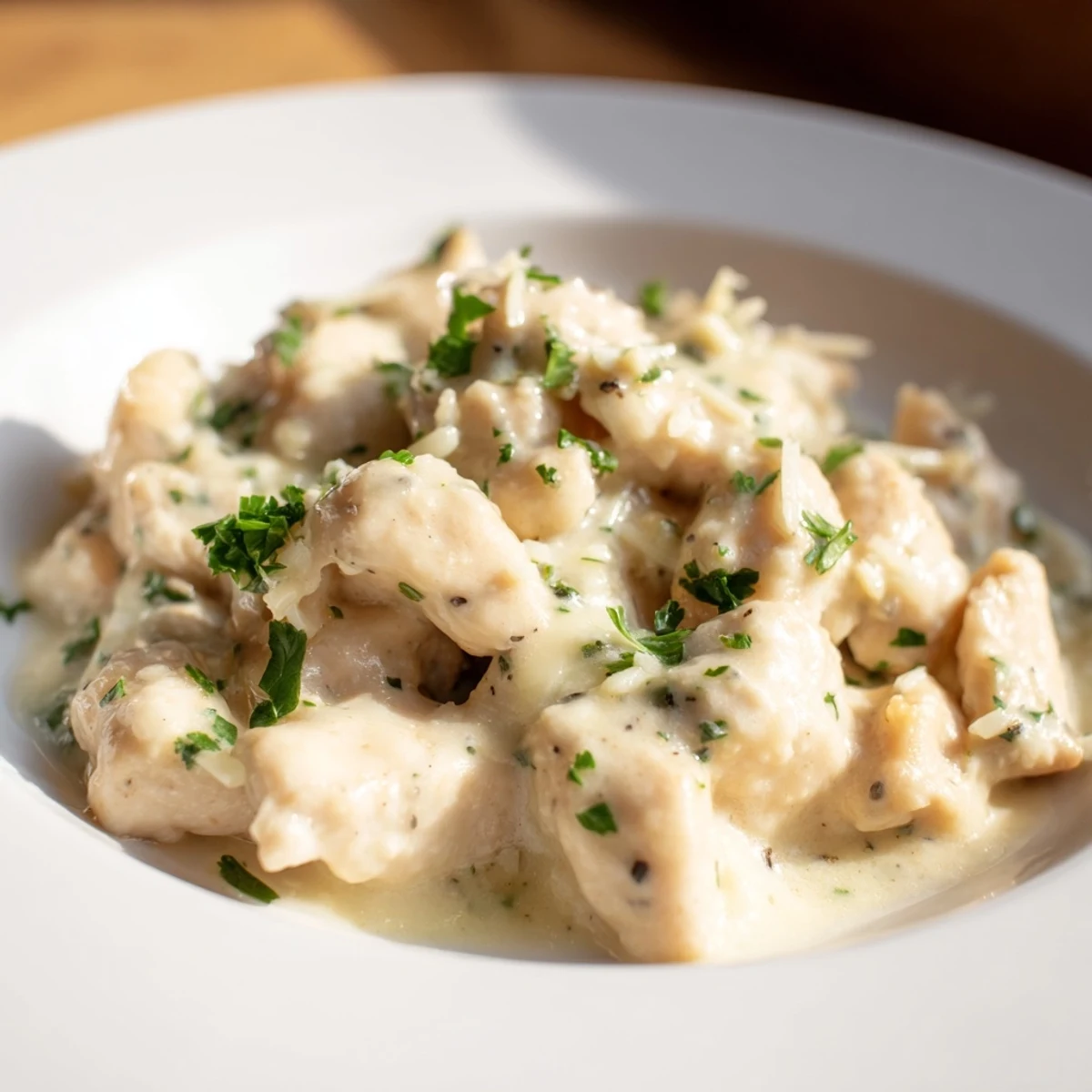 Cremige Knoblauch Huhn Stücke