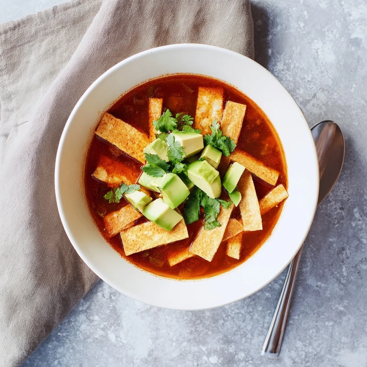 Hearty Mexican Sopa Azteca served with lime wedges for brightness