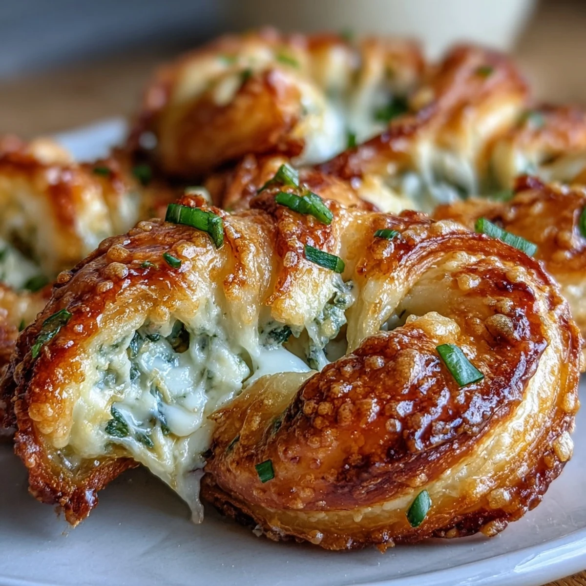 Scharfe Käse-Drehungen im Blätterteig