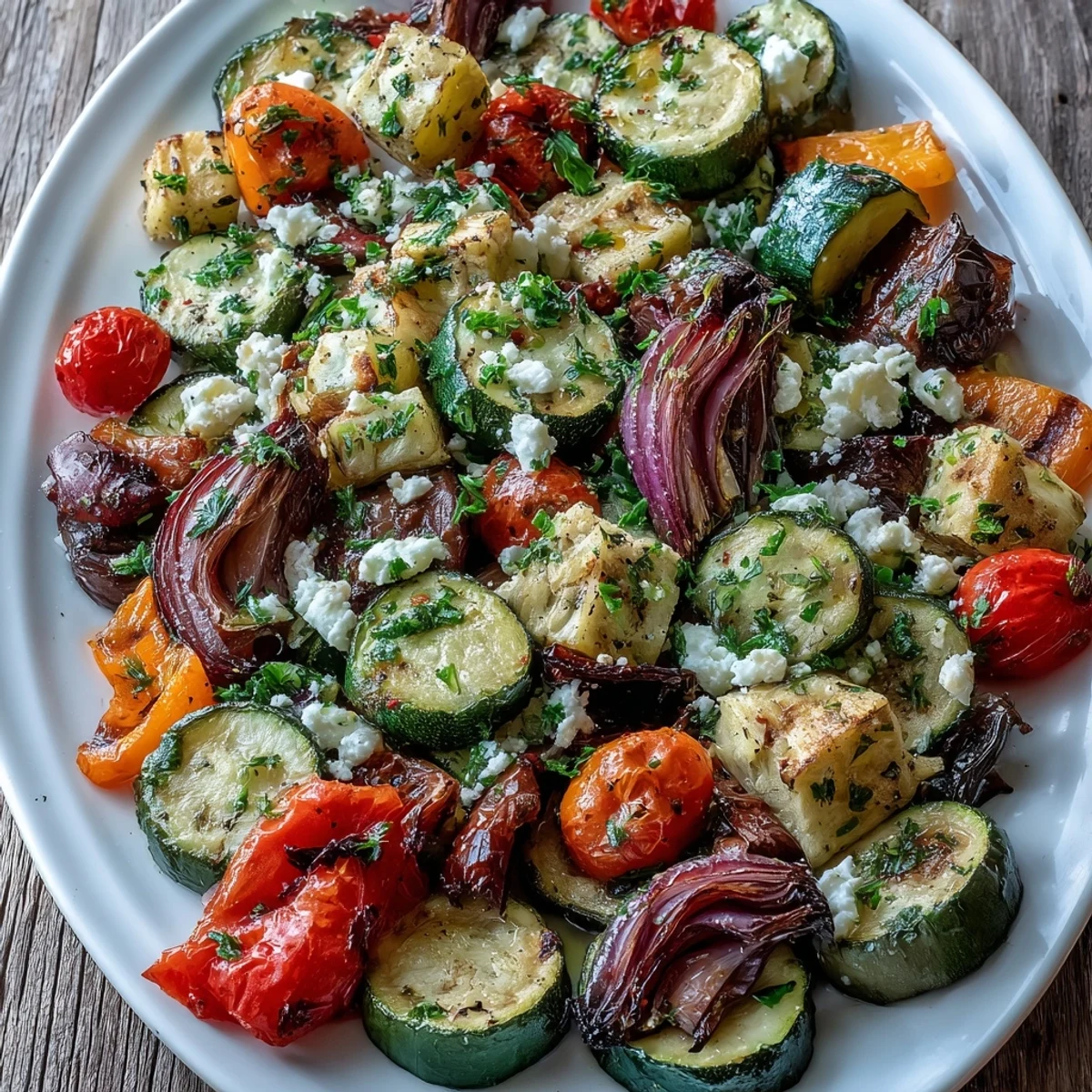 Ofenpaprika mit saftiger Füllung aus Reis und Gemüse, garniert mit Petersilie und Feta für einen mediterranen Abendgeschmack.