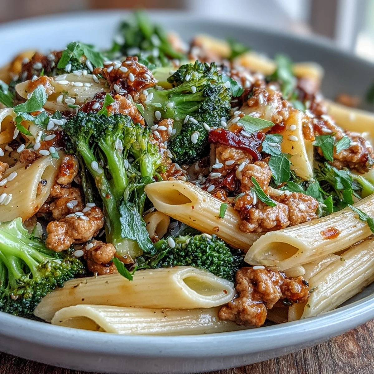 Gesüßt mit Honig und scharfem Sriracha: Diese Sweet & Spicy Turkey Broccoli Pasta dampft frisch aus der Pfanne.