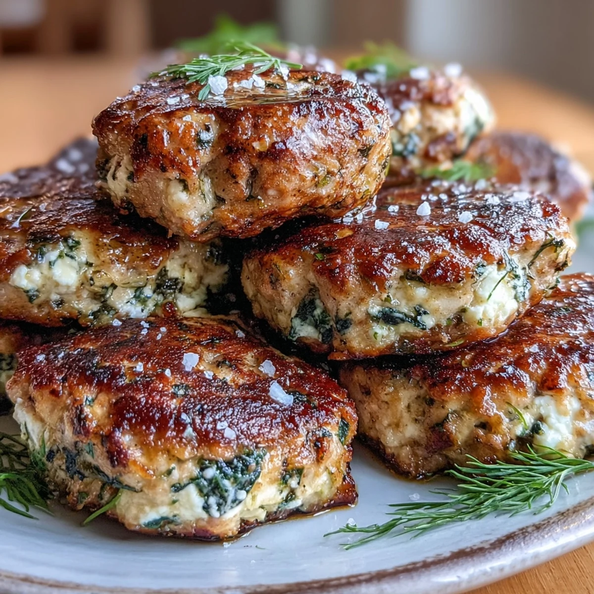 Greek Turkey Patties on a plate with cucumber, tomato, and tzatziki, ready to eat.