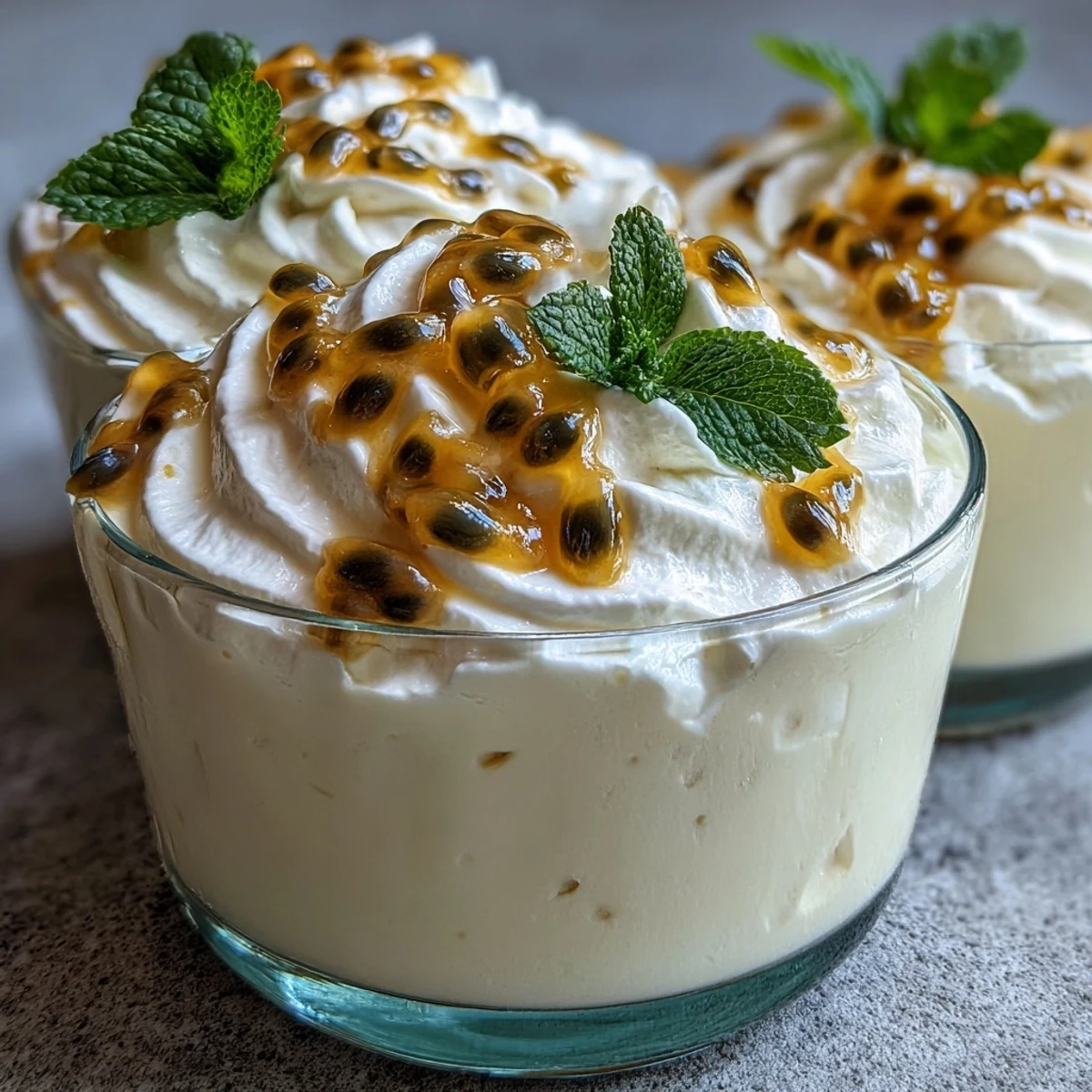 Heller Hintergrund unterhält die leuchtende orange Farbe, ideal für süße Dessert-Trends.