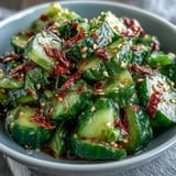 Smashed Cucumber Salad mit Knoblauch-Chili-Öl – knusprig, erfrischend und würzig gewürzt.  
