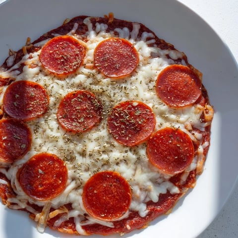 Hearty Meat Pizza Pepperoni Stack with melted mozzarella, a delicious low-carb dinner idea.