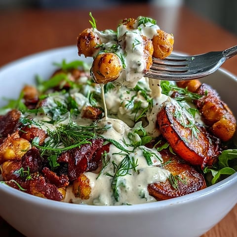 One-Pan Roasted Carrot and Chickpea Bowl günstig aus dem Ofen, mit leuchtend orange glasierten Karotten und knusprigen Kichererbsen, geröstet auf einem Backblech.