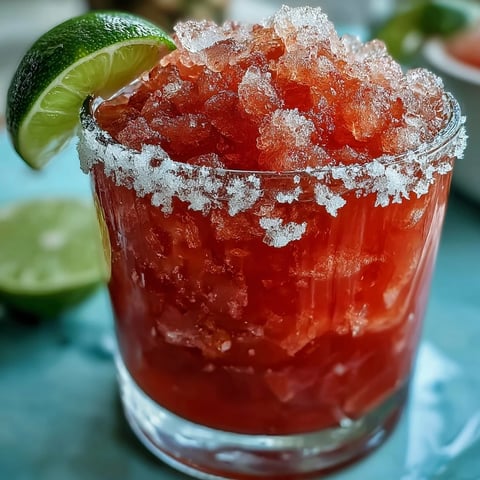 Frische Guava Margarita mit zarter Limettenscheibe und salziger Rand, perfekt für den Sommer.