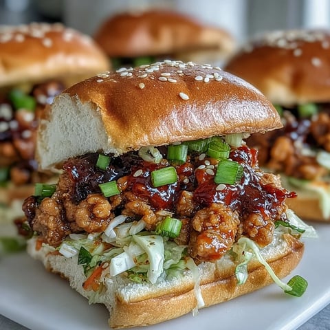 Korean Turkey Sloppy Joe Sliders mit süß-scharfer Füllung auf weichen Brötchen und knackigem Slaw für Partybisse.