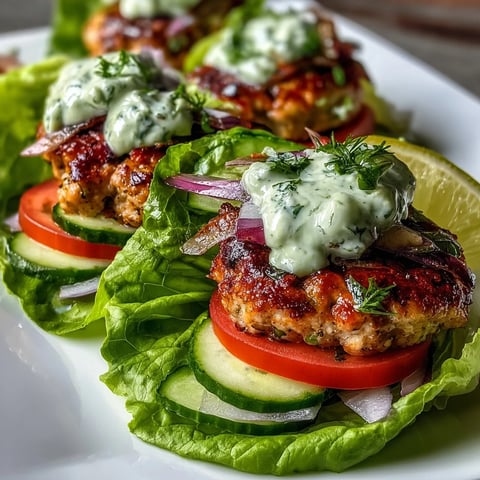 Lightened-Up Turkey Burger Lettuce Wraps with Avocado Ranch, ready to eat with fresh toppings