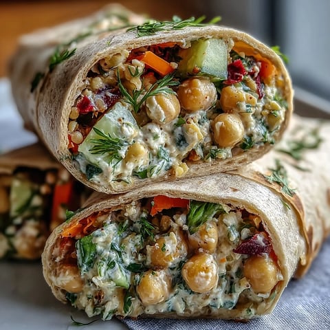 Vegan Coconut Curry Chickpea Salad Wraps in a soft tortilla, stuffed with crisp vegetables and fresh cilantro leaves.