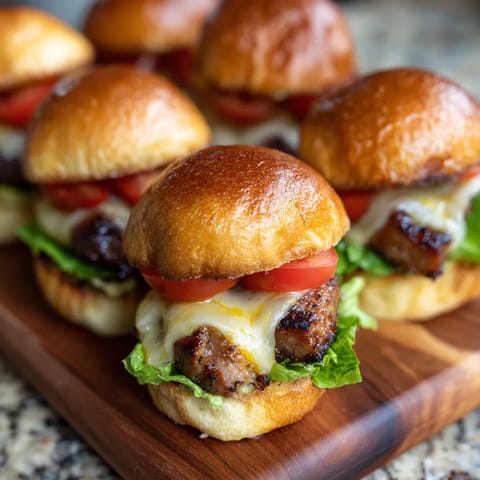 Ein Holzbrett mit Grilled Leberkäse Sliders darauf.