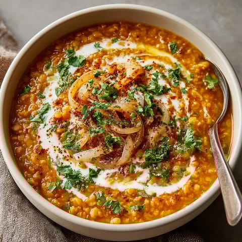 A bowl of soup with onions and other vegetables.