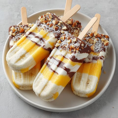 A plate of banana and nutella popsicles.