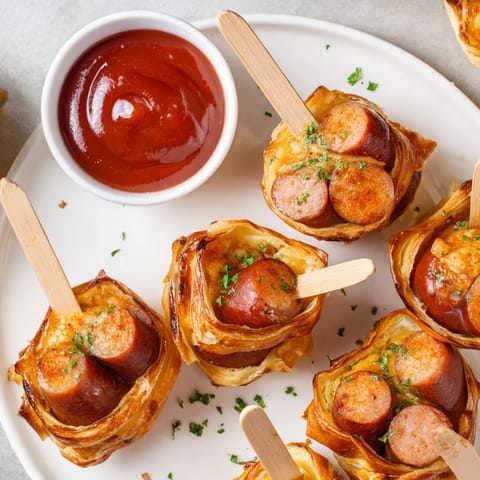 Festliche Currywurst Puff Pops