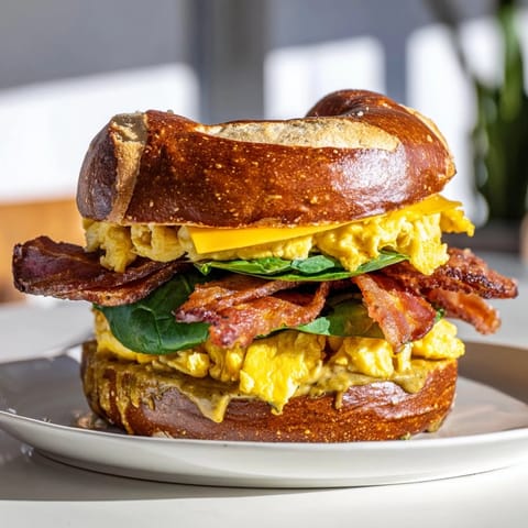 Laugenbagel Frühstück Sandwich Ei