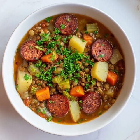 Deutscher Linseneintopf mit Chorizo