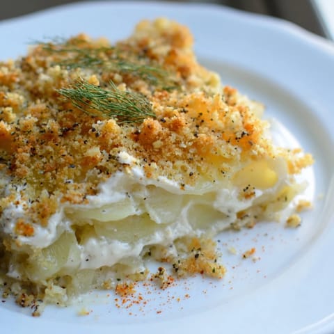 Golden-brown crust tops the effortless Sauerkraut Casserole, showcasing creamy potatoes and sauerkraut.