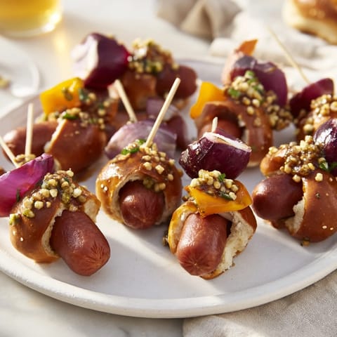 Leichte Wurst Brezel Spiesse